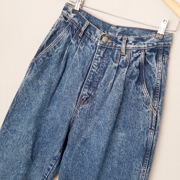 Vintage Bill Blass High Waist Pleated Front Mom Jean 10 Stone Wash Tapered Leg - Picture 4 of 16